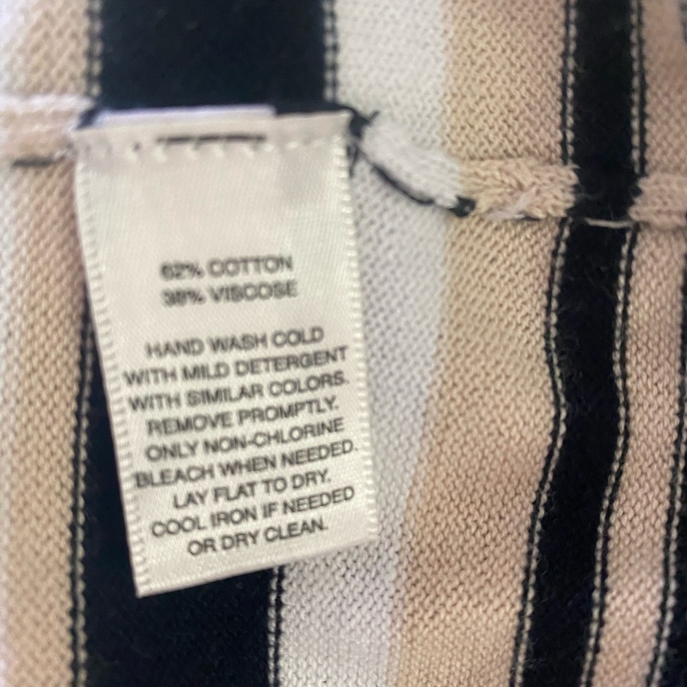 White House Black Market Black/White/Tan Striped Open Cardigan. Size Small - Picture 7 of 8